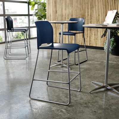 Flash Furniture Hercules Kenai Classic Plastic Stacking Full Back Bar Stool, Navy (RUT239AHBSNV)