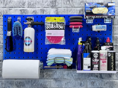 Triton Products LocBoard Pegboards with 30 pc. LocHook Assortment and Hanging Bin System (LB18-BKit)