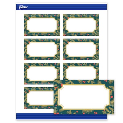 Avery Gold-Teal Berries Matte Blank Card, White, 80/Pack (S00-FEZ)