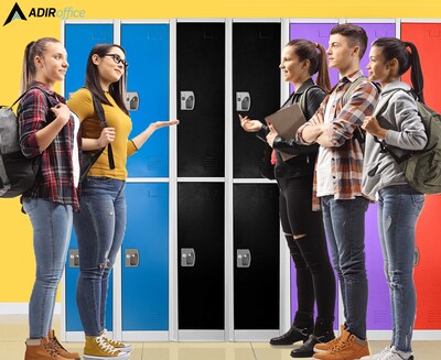 AdirOffice 72'' 2-Tier Black Storage Locker (629-202-BLK)