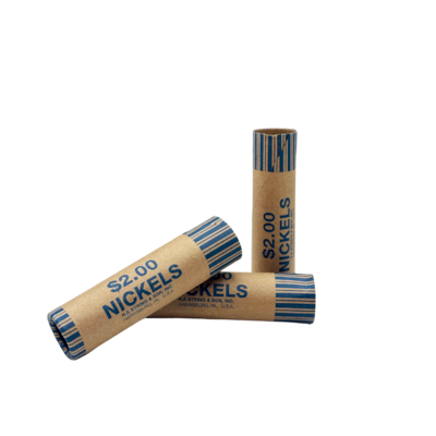 CONTROLTEK $2 Nickel Crimped-End Coin Wrapper, Kraft/Blue, 1000/Carton (560052)