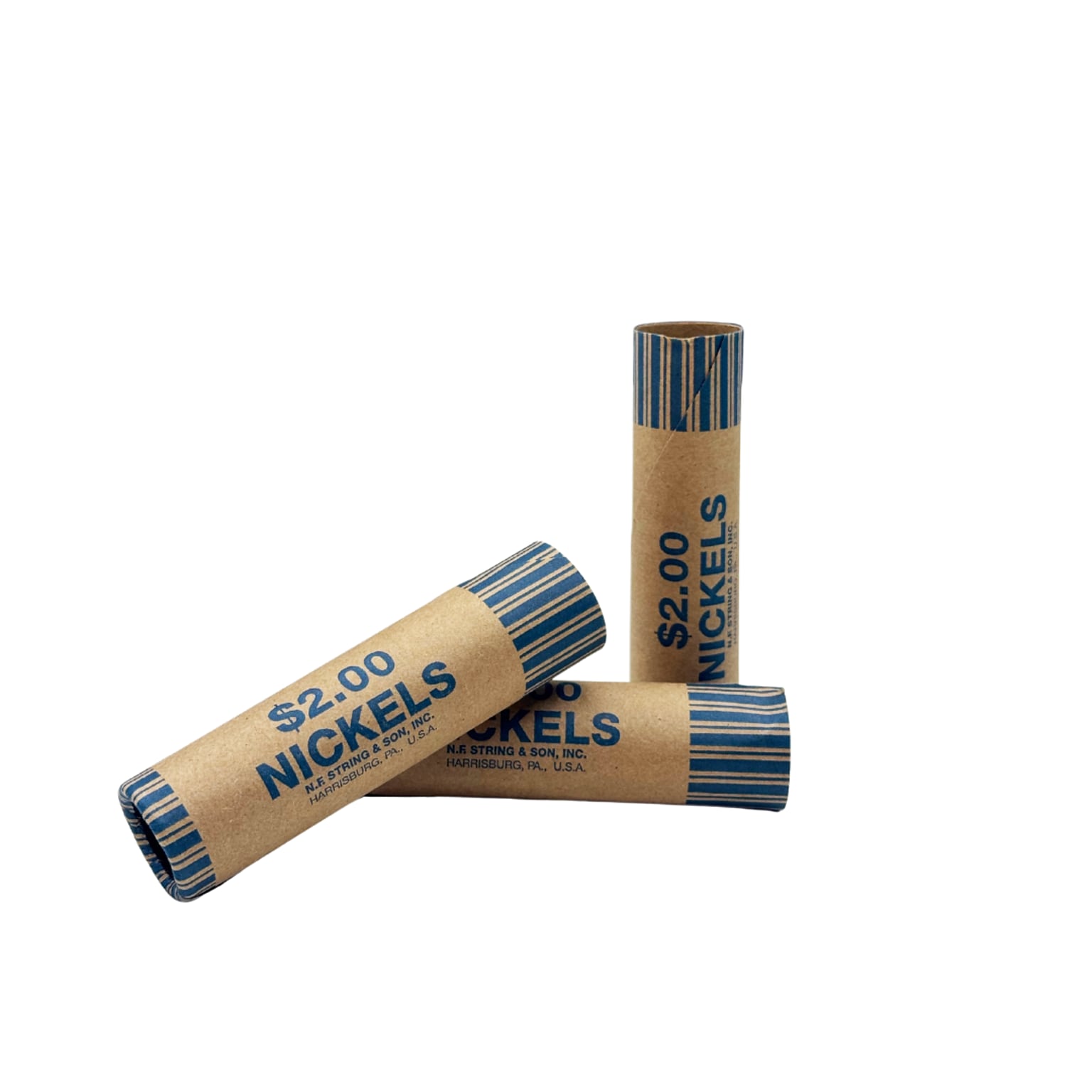 CONTROLTEK $2 Nickel Crimped-End Coin Wrapper, Kraft/Blue, 1000/Carton (560052)