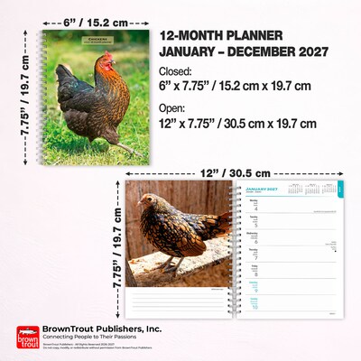 2027 BrownTrout Chickens 6.5" x 7.8" Calendar Year Weekly Standard Planner, Multicolor (9798330714919)