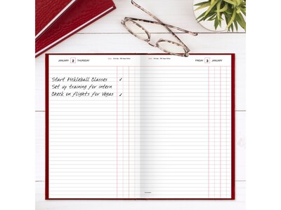 AT-A-GLANCE Standard Hardcover 2025 Daily Diary, 7.75" x 12", Ruled, Red (SD377-13-25)