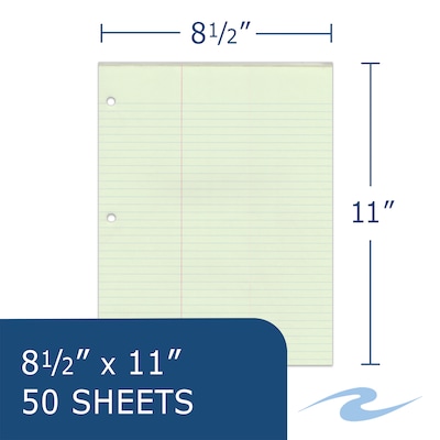 Roaring Spring Paper Products Notepad, 8.5" x 11", College Ruled, Green, 50 Sheets/Pad, 36 Pads/Case (95134cs)
