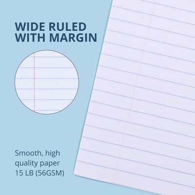 Roaring Spring Paper Products Exam Notebook, 7"x 8.5", Wide-Ruled, 8 Sheets, Blue, 600/Carton (77512CS)