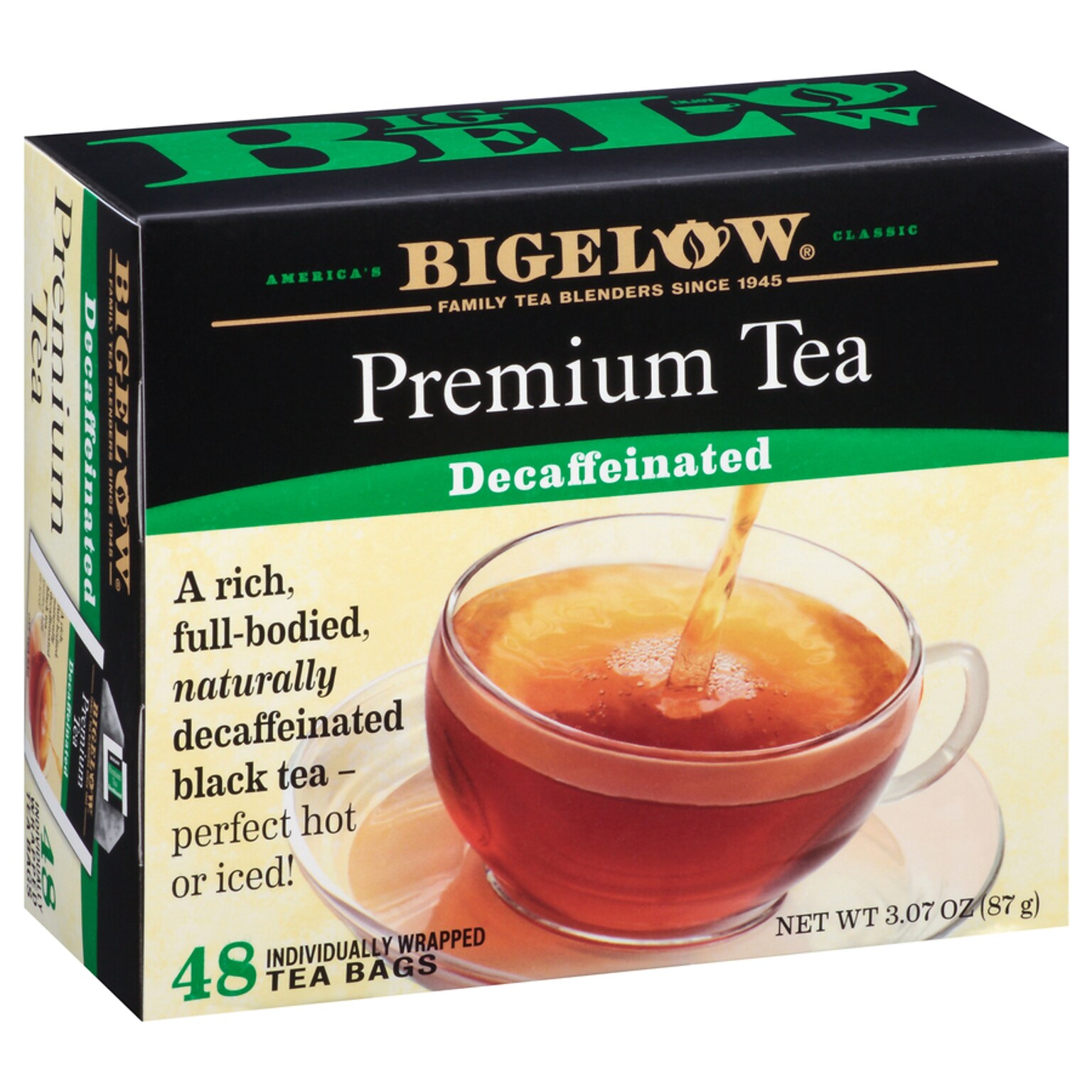 Bigelow Premium Decaf Black Tea, Decaffeinated Black Tea, 48 Tea Bags/Box (RCB00356)