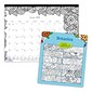 2024 Blueline DoodlePlan Botanica 22 x 17 Monthly Desk Pad Coloring Calendar, White/Black (C291731