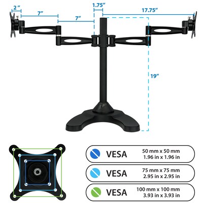 Mount-It! Dual Monitor Stand, Up To 27" Monitors, Black (MI-792)