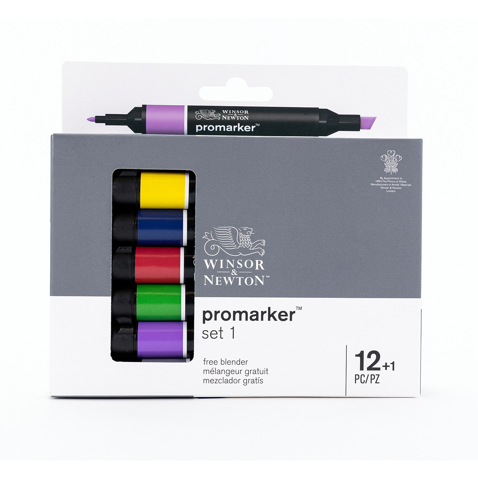 Winsor & Newton Promarker Dual-Tip Alcohol Based Marker, Essential Colors #1, 12/Pack (WNX0290137)