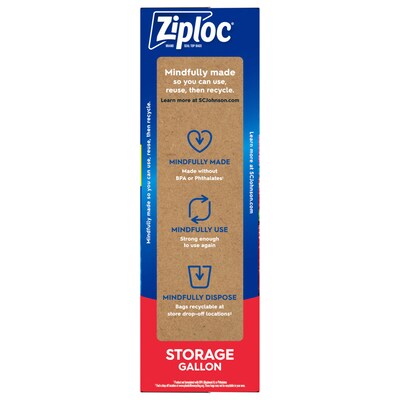Ziploc Double Zipper Storage Bag, Gallon, 75 Bags/Box (314472)