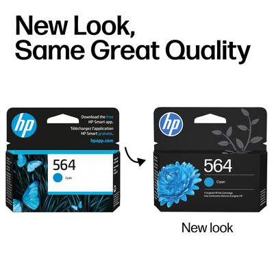 HP 564 Cyan Standard Yield Ink Cartridge, Prints Up to 300 Pages (CB318WN#140)