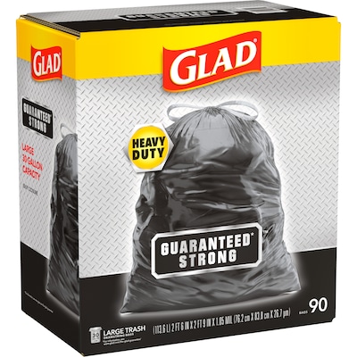 Glad Large Drawstring Trash Bags, ForceFlex 30 Gallon Black Trash Bags, 50  Count
