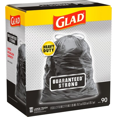 Glad Large Drawstring Trash Bags, ForceFlex 30 Gallon Black Trash Bags, 68  Count