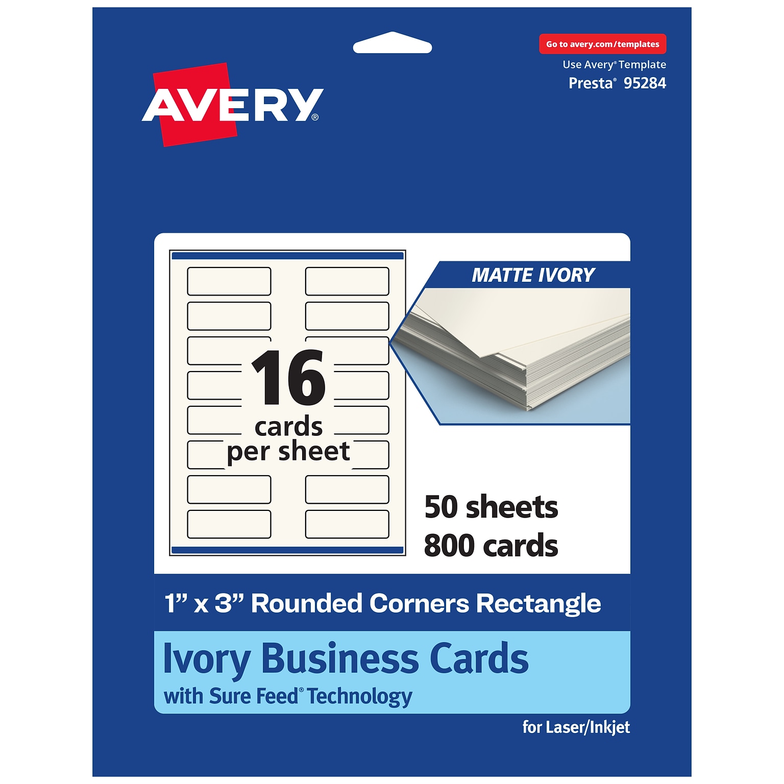 Avery Business Cards, 1 x 3, Matte Ivory, 800/Box (95284)