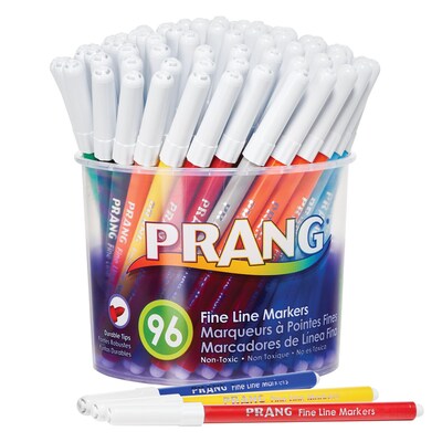 Prang Classic Washable Markers, Fine Tip, Assorted Colors, 96/Carton (80796)