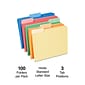 Staples® File Folders, 1/3 Cut Tab, Letter Size, Assorted Colors, 100/Box (TR378995)