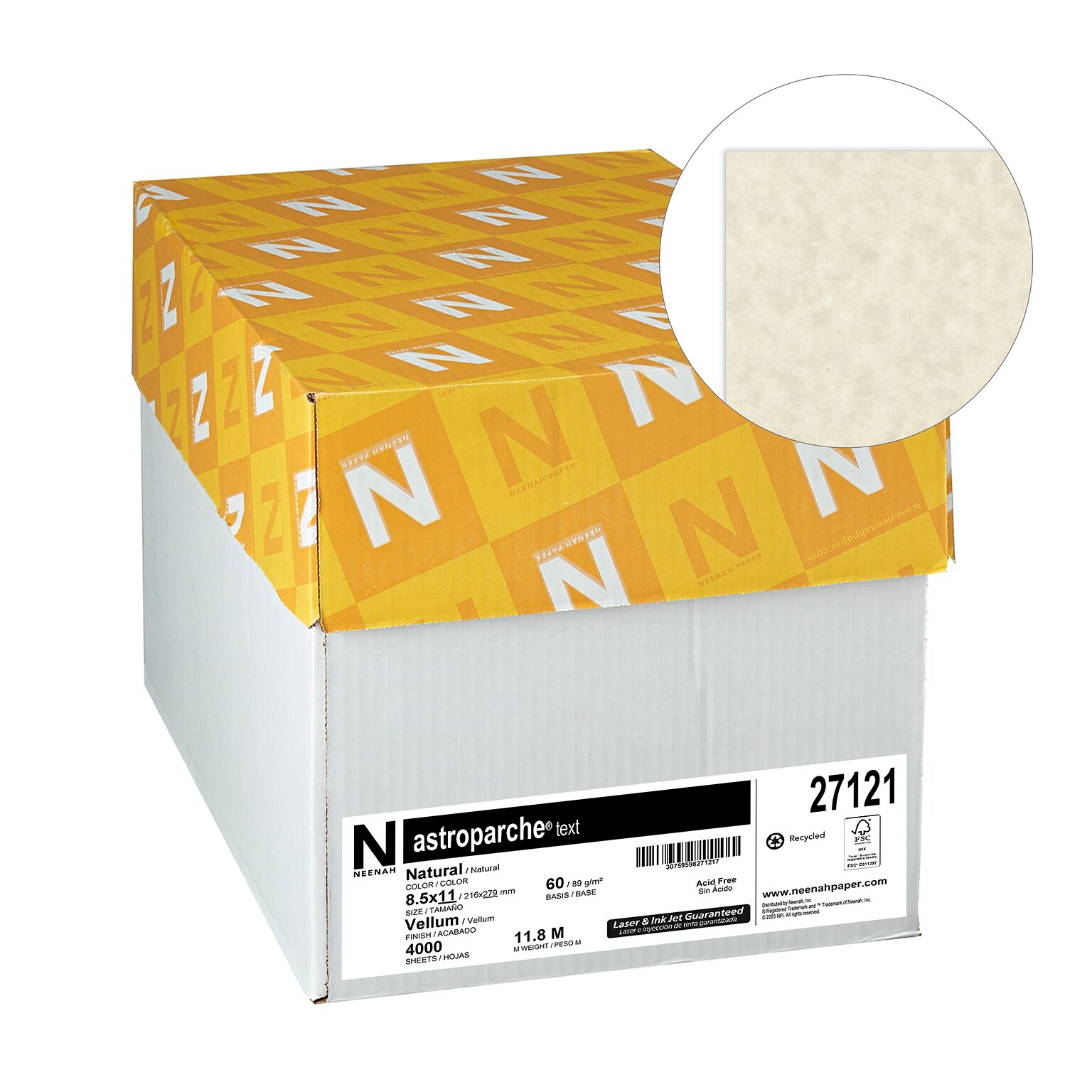 Astroparche® Colored Paper, 24 lbs., 8.5 x 11, Natural, 500 Sheets/Ream, 8 Reams/Carton (27121Wcase)