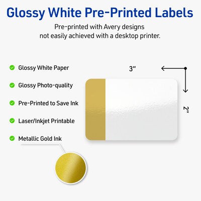 Avery Laser/Inkjet Rectangle Multipurpose Labels, 2 x 3, White, 80/Pack (S00-DJK)