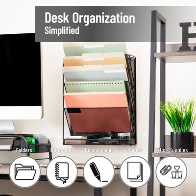 Mind Reader 5-Pocket Metal Mesh Mountable Wall File, Letter Size, Black (MAGSTACK-BLK)