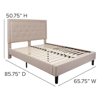 Flash Furniture Roxbury Tufted Upholstered Platform Bed in Beige Fabric, Queen (SLBK5QB)