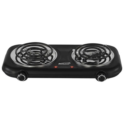 Brentwood 1,100-Watt Countertop Electric Double Burner, Black (TS-363BK)