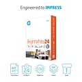 HP BrightWhite24 8.5 x 11 Inkjet Paper, 24 lbs., 100 Brightness, 500 Sheets/Ream (HPB1124)