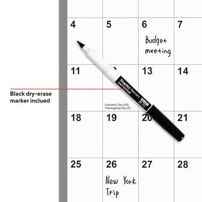 2026-2027 Staples 32" x 48" Academic Yearly Dry Erase Wall Calendar, Reversible, White/Red/Gray (ST54274-27)
