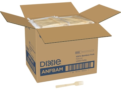 Dixie Compostable Bamboo Fork, Brown, 1000/Box (ANFBAM)