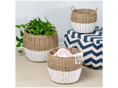 Honey-Can-Do Baskets with Handles, Nesting, Brown/White, 3/Set (STO-08399)