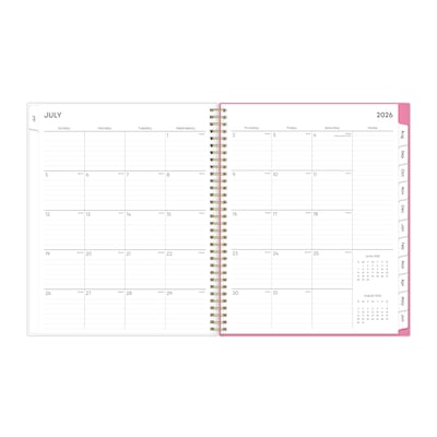 2026-2027 Blue Sky Roosevelt Pink Frosted 8.5" x 11" Academic Weekly & Monthly Planner, Plastic Cover, Pink/Gray (128691-A27)