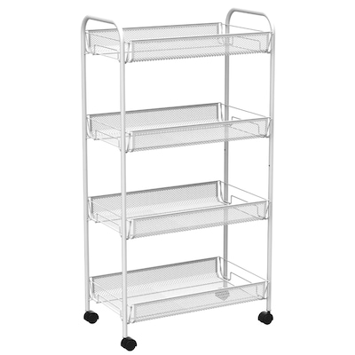 Better Houseware Steel Wheeled Trolley Organizer, White (BTH2002)