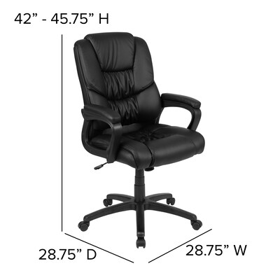 Flash Furniture Fundamentals Ergonomic LeatherSoft Swivel Big & Tall Office Chair, Black (CX1179HBK)