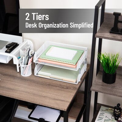 Mind Reader Metal Side Loading Stackable Letter Tray, White (ESTACK2-WHT)