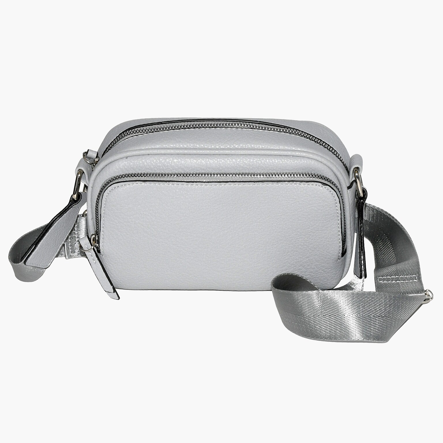 Nicci Cross-Body Bag with Front Zipper Pocket, Light Grey (NH07-LGRY)