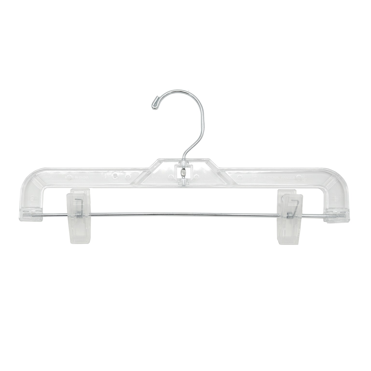 National Hanger 12 Plastic Skirt/Pant Hanger, Clear, 100/Pack (611PCC)