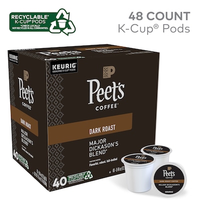 Peet's Coffee Major Dickason's Blend Single-Serve Keurig® K-Cup® Pods, Dark Roast, 40/Box (373354)