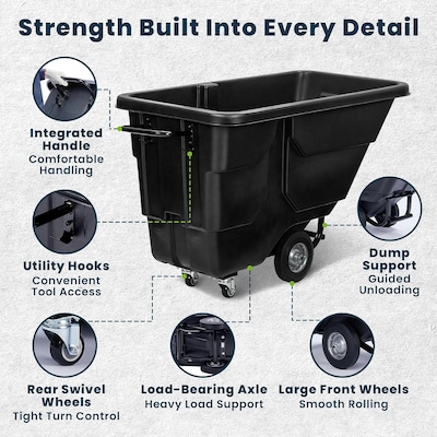 Alpine Industries Tilt Truck, 1/2 Cubic Yard, Black (500-12850-NR-BLK)