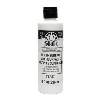 FolkArt Acrylic Paint Multi-Surface Satin, 8oz., Titanium White, 3/Pack(FLK4645-3)