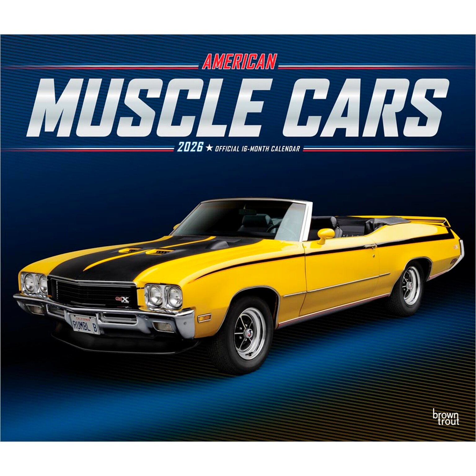 2026 BrownTrout American Muscle Cars 14 x 12 Monthly Wall Calendar (9798330701315)