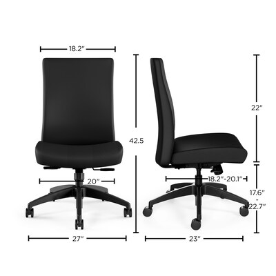 Workplace2.0™ Task Chair Upholstered, Armless, Black Fabric, Synchro Tilt (54165)