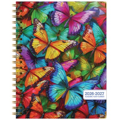 2026-2027 Excello Brands 8.5" x 11" Academic Weekly & Monthly Planner, Paperboard Cover, Colorful Butterflies
