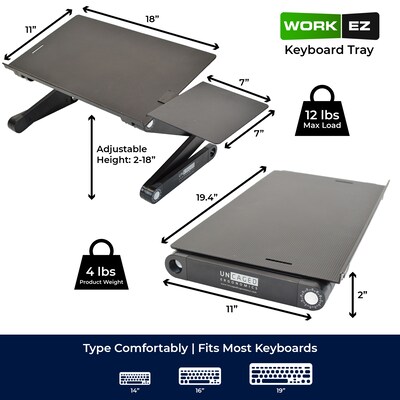 Uncaged Ergonomics WorkEZ Adjustable Keyboard Tray, Black (WEKTB)