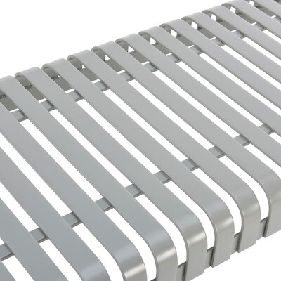 Global Industrial 6' Outdoor Bench, Backless, Vertical Steel Slat, Gray (262113GYKD)