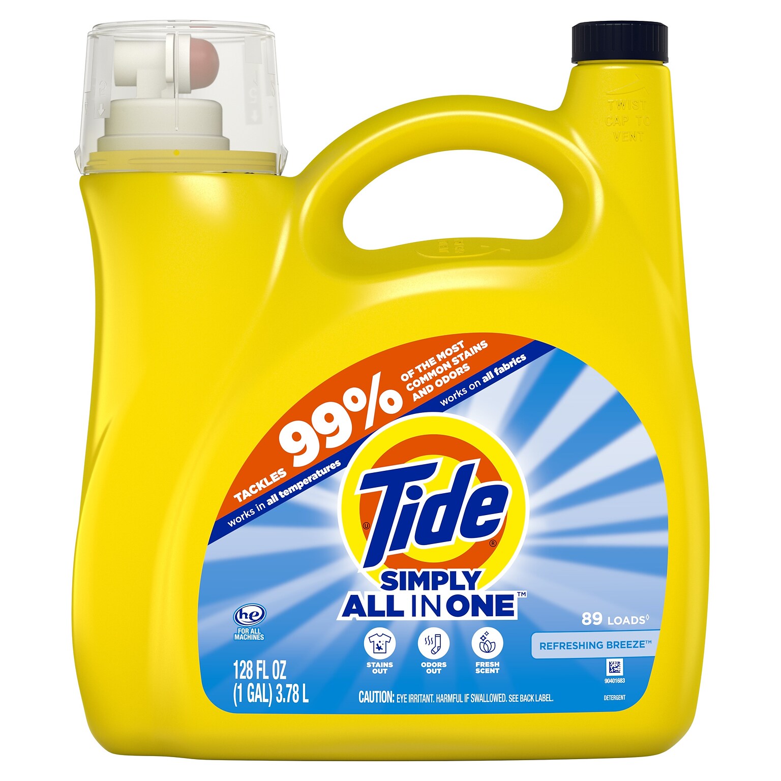 Tide Simply Clean & Fresh Liquid Laundry Detergent, Refreshing Breeze, 89 loads, 128 fl oz. (89131)