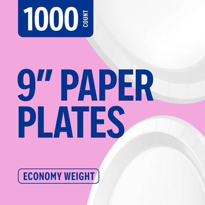 Perk™ Economy Paper Plates, 9", White, 1000/Carton (PK56516CT)