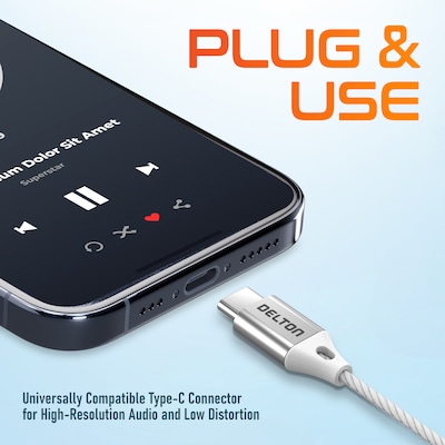 Delton 18EC USB-C Earbuds with Microphone, White (DWH18ECWH)