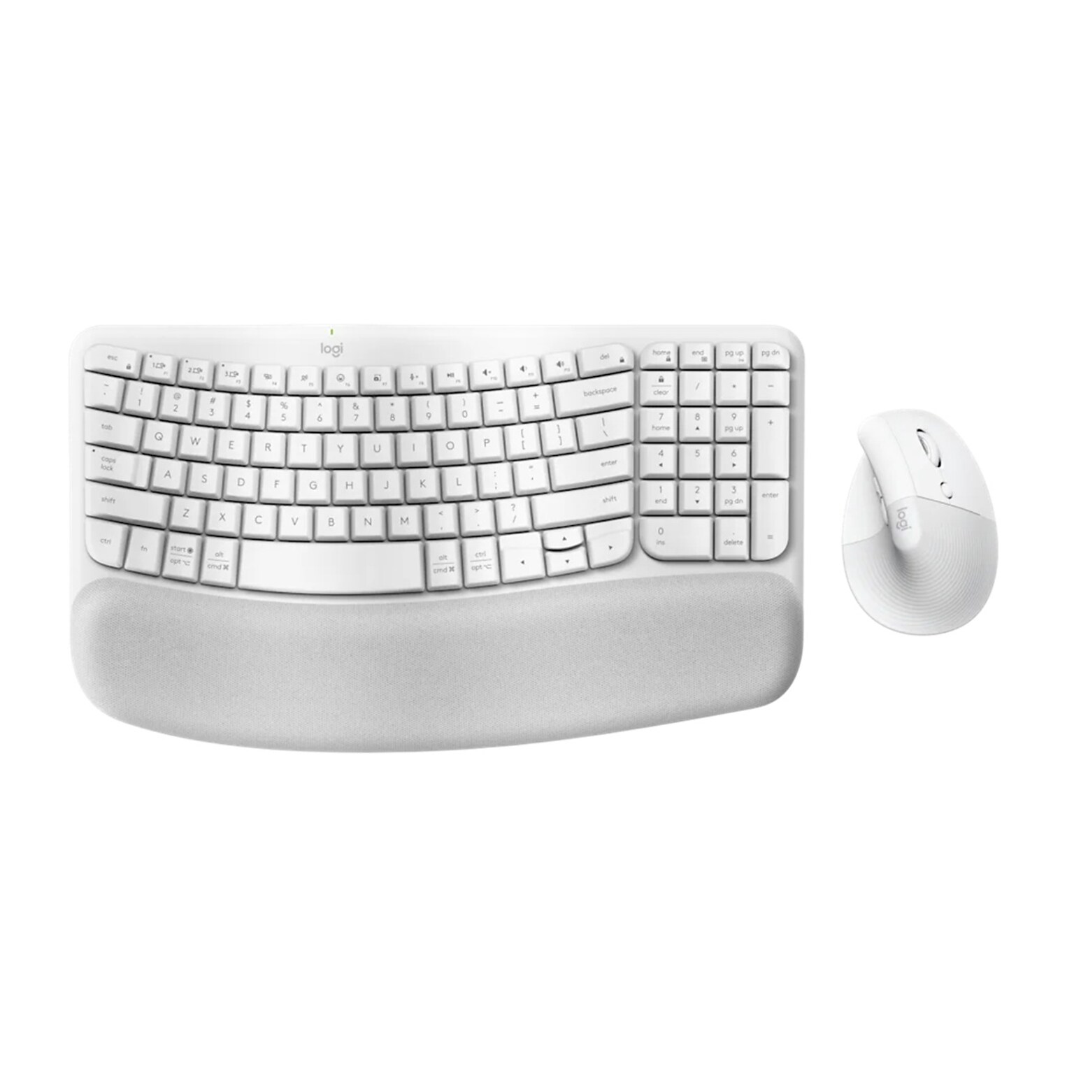 Logitech Wave Keys Wireless Ergonomic Keyboard and Optical Mouse Combo, Off-White (920-013611)