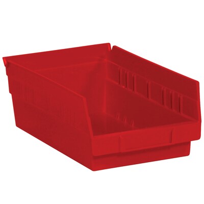 Quill Brand 11 5/8 x 6 5/8 x 4 Plastic Shelf Bin, Red, 30/Case (BINPS104R)