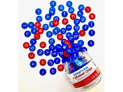 hand2mind Lowercase Alphabet Chips, Red/Blue, 156/Pack (94473)